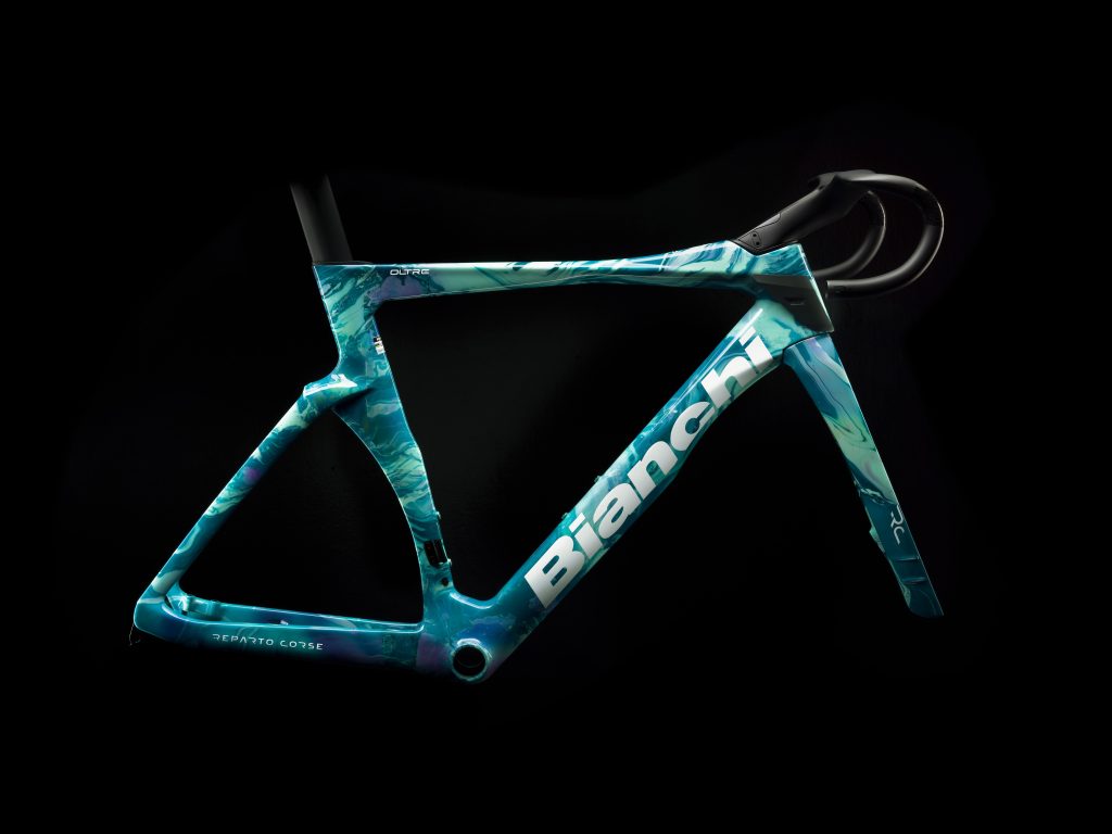 The “Officina Bianchi” colorway debuts at the Tour with