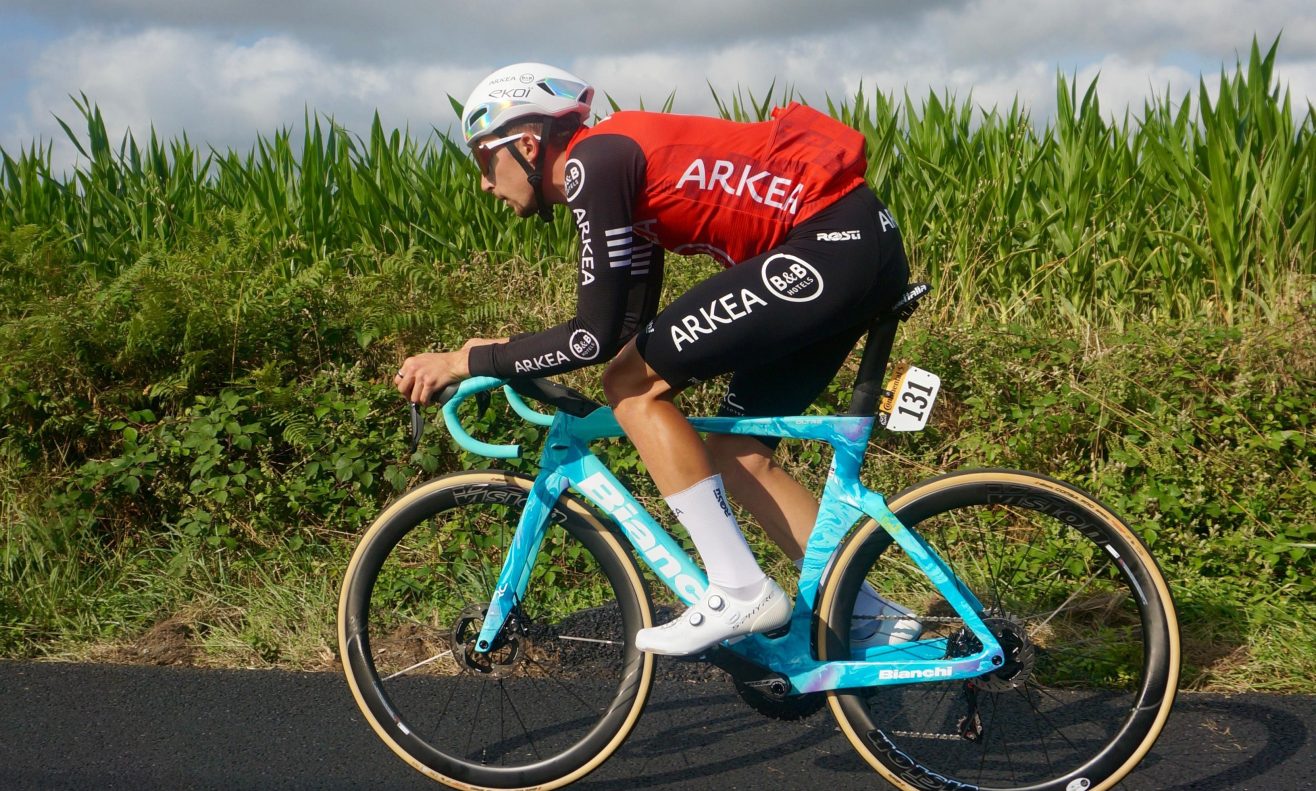 The “Officina Bianchi” colorway debuts at the Tour with